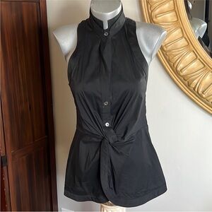 BCBGMaxAzria Black Sleeveless Button Down Blouse